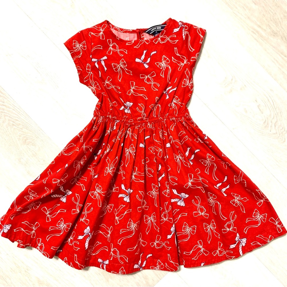 {Lands End} candy cane bow dress